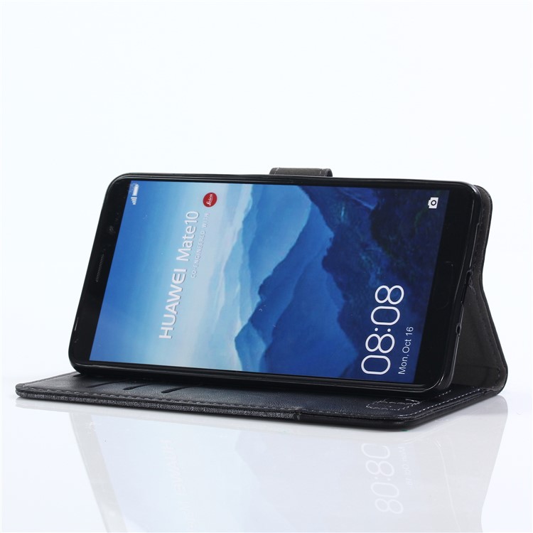 MUXMA Splicing PU Leather Canvas Wallet Phone Cover for Huawei Mate 10 Pro - Black-13