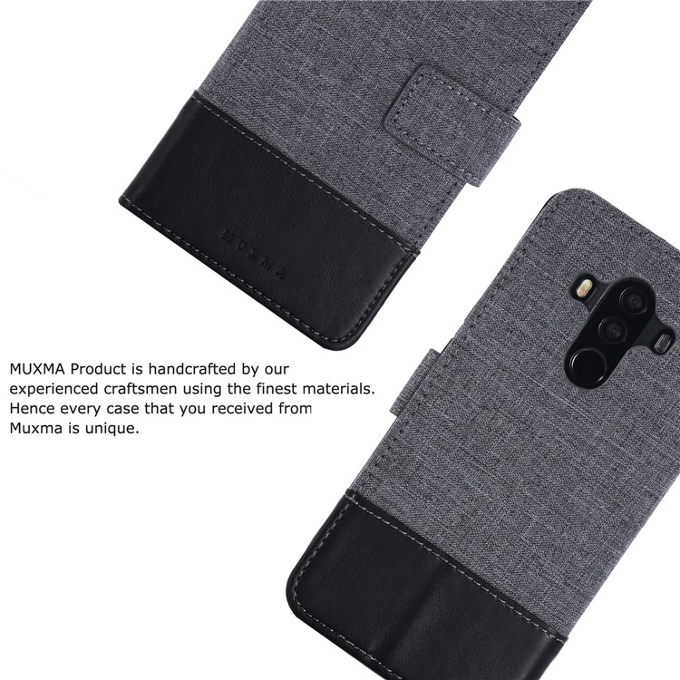 MUXMA Splicing PU Leather Canvas Wallet Phone Cover for Huawei Mate 10 Pro - Black-3