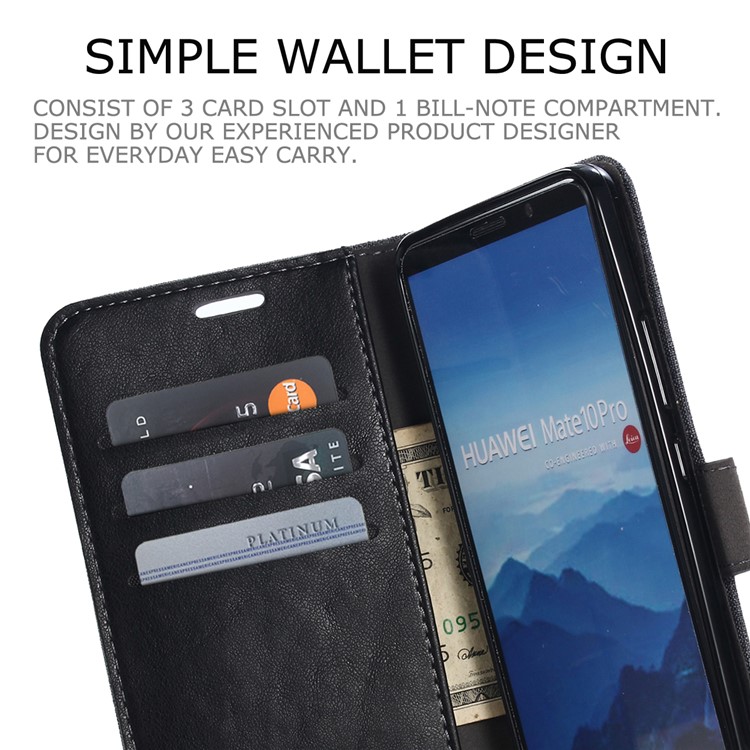 MUXMA Splicing PU Leather Canvas Wallet Phone Cover for Huawei Mate 10 Pro - Black-8