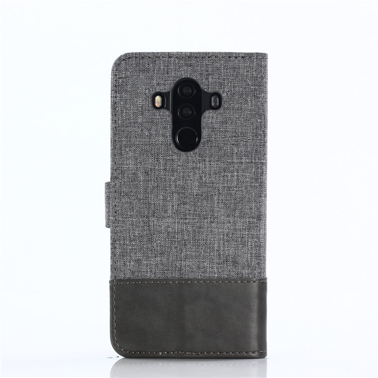 MUXMA Splicing PU Leather Canvas Wallet Phone Case for Huawei Mate 10 Pro - Grey-11