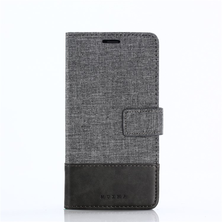MUXMA Splicing PU Leather Canvas Wallet Phone Case for Huawei Mate 10 Pro - Grey-12