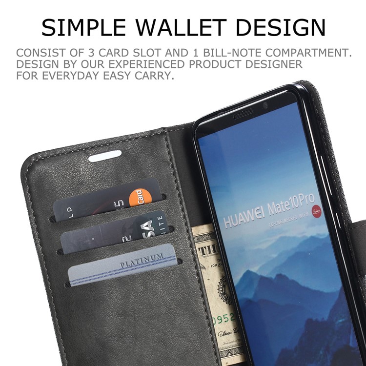 MUXMA Splicing PU Leather Canvas Wallet Phone Case for Huawei Mate 10 Pro - Grey-8