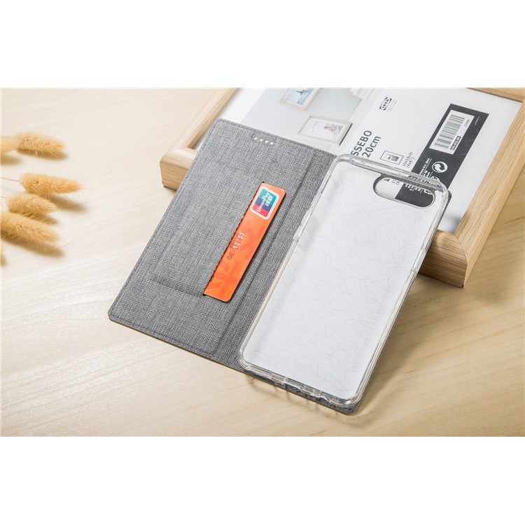 VILI DMX Cross Texture Card Holder Leather Stand Case for Huawei Honor View 10 / V10 - Grey-11