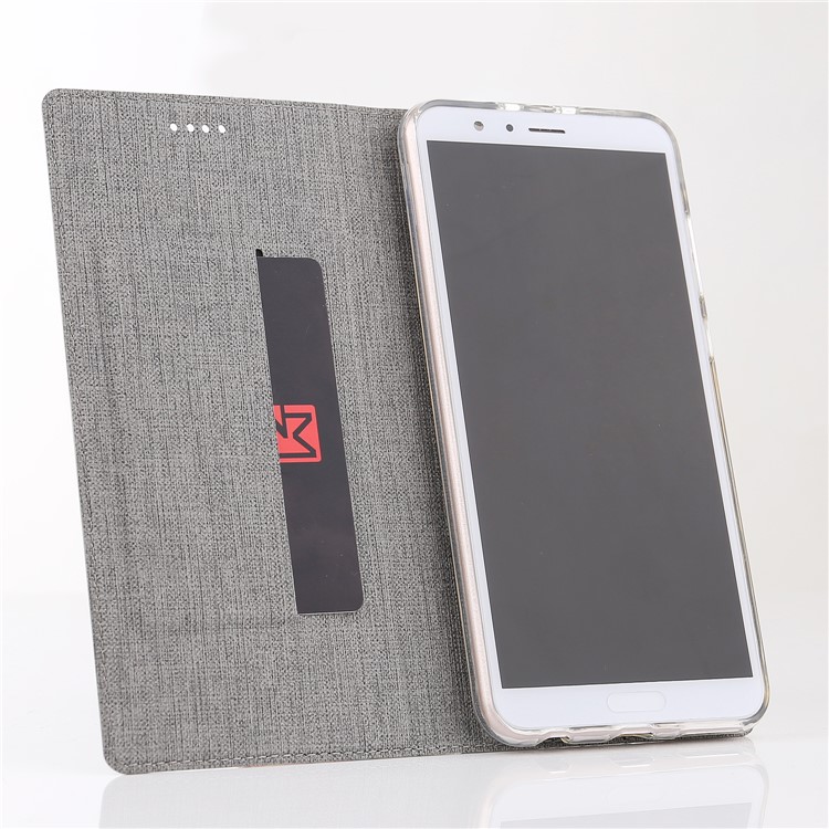 VILI DMX Cross Texture Card Holder Leather Stand Case for Huawei Honor View 10 / V10 - Grey-4