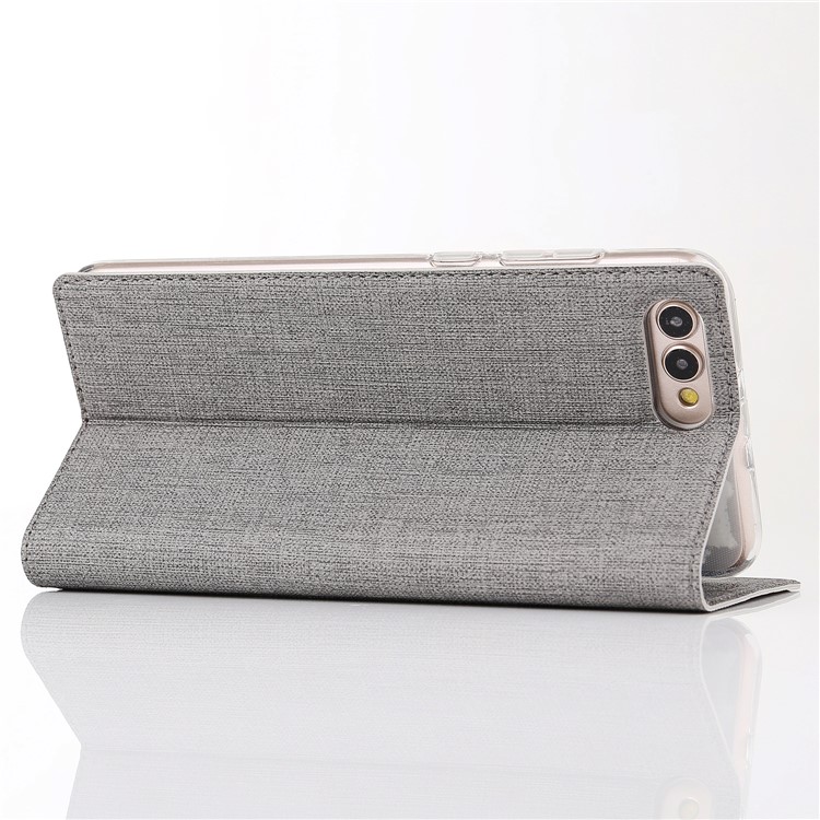 VILI DMX Cross Texture Card Holder Leather Stand Case for Huawei Honor View 10 / V10 - Grey-7