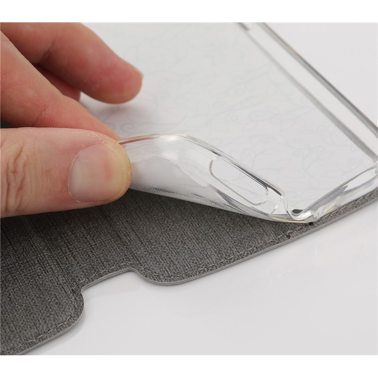 VILI DMX Cross Texture Card Holder Leather Stand Case for Huawei Honor View 10 / V10 - Grey-8
