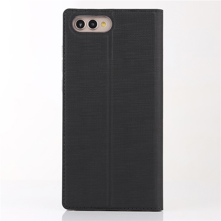 VILI DMX Cross Texture Card Holder Leather Stand Cover for Huawei Honor View 10 / V10 - Black-2