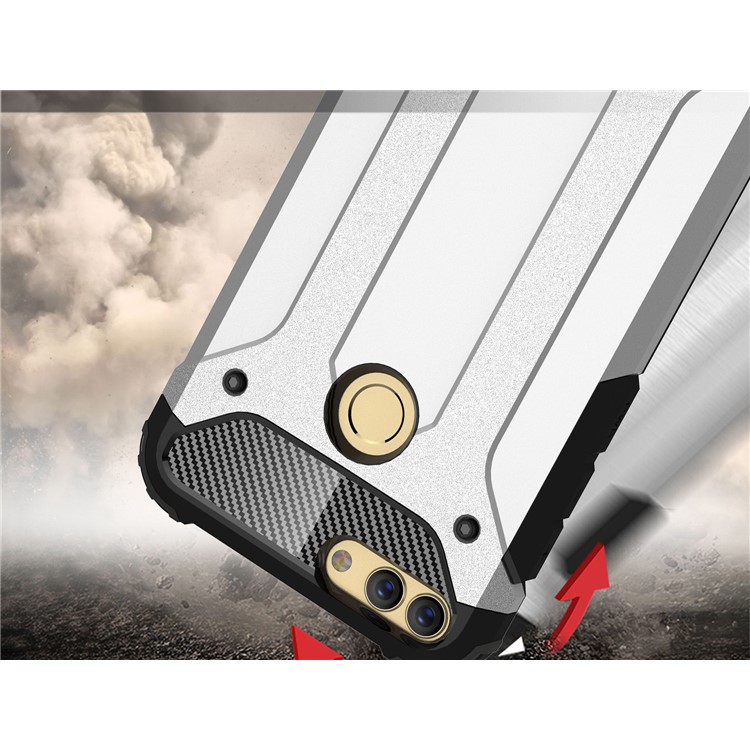 Armadura Protector De Plástico + Carcasa De Teléfono Celular Híbrido TPU Para Huawei P Inteligente / Disfruta 7S - Blanco-4