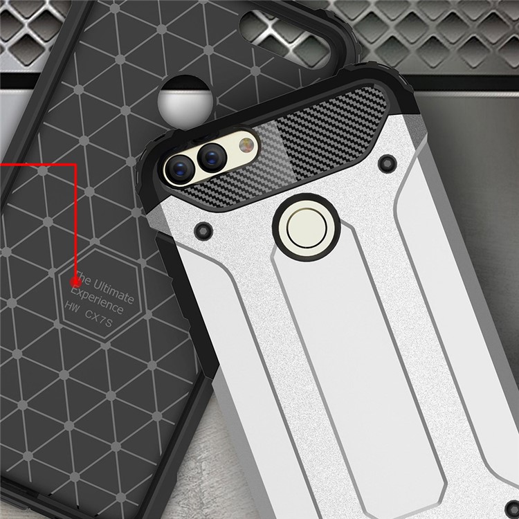 Armadura Protector De Plástico + Carcasa De Teléfono Celular Híbrido TPU Para Huawei P Inteligente / Disfruta 7S - Blanco-5