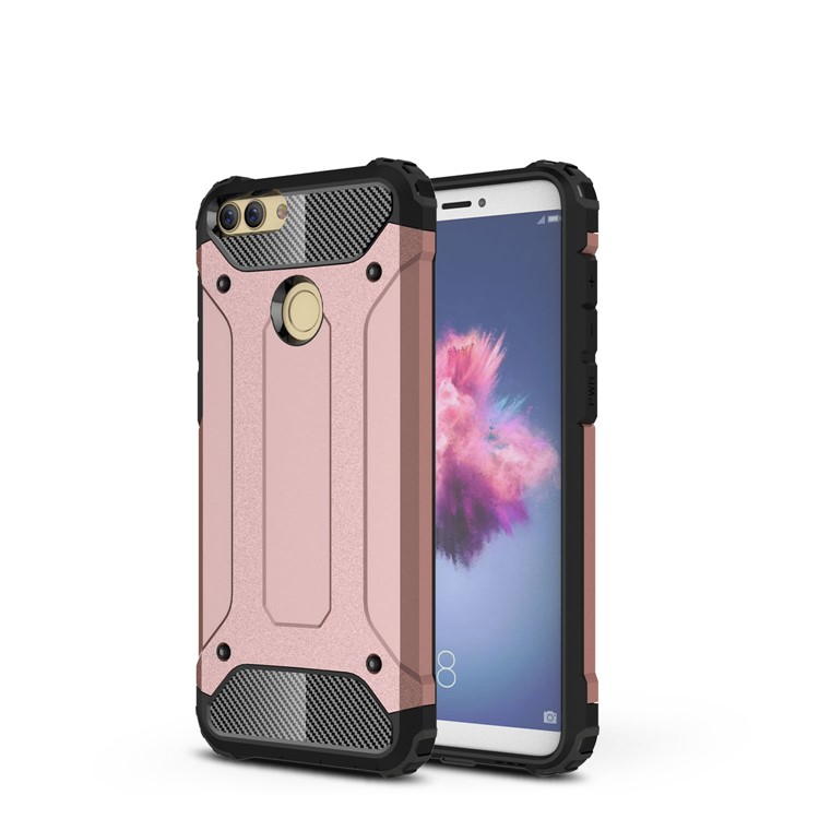 Armour Guard Plástico + TPU Híbrido de Celular Shell Para Huawei P Smart / Desfrute de 7s - Rosa Ouro