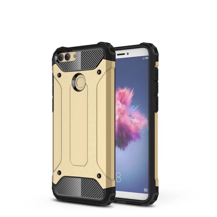 Armor Guard Plastic + TPU Hybrid Cell Phone Cover for Huawei P Smart / Enjoy 7S - Gold-1
