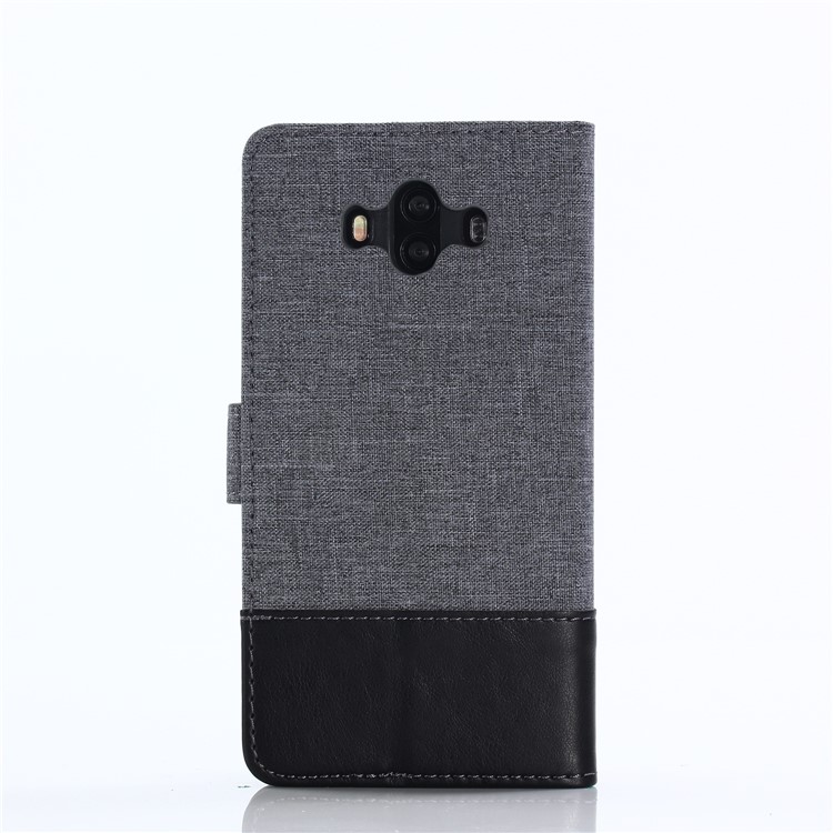 MUXMA Leather Canvas Splicing Stand Mobile Casing for Huawei Mate 10 - Black-11