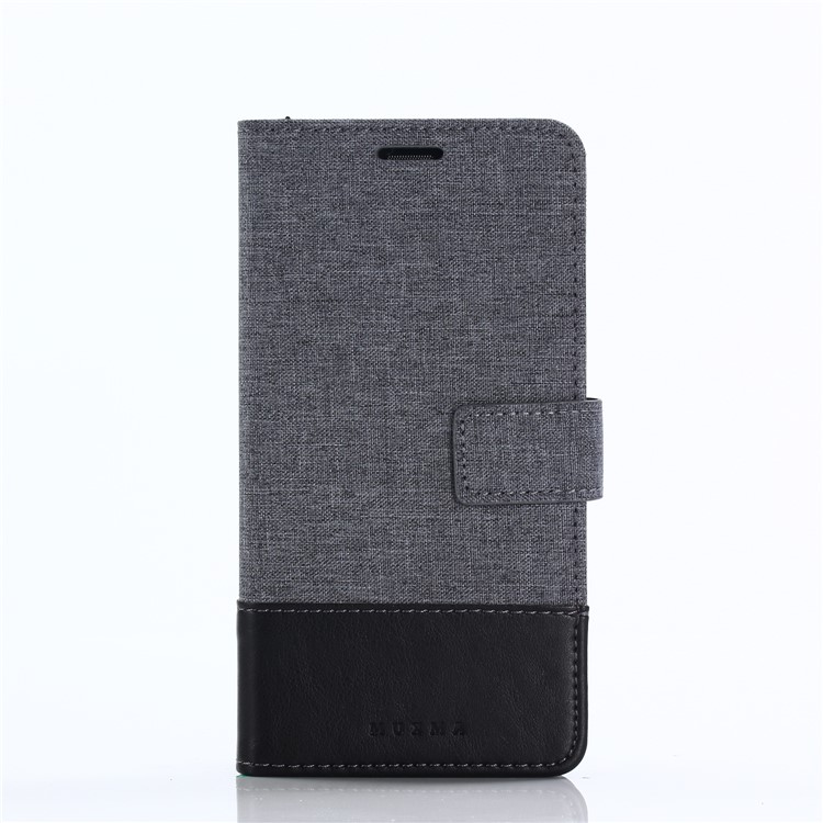 MUXMA Leather Canvas Splicing Stand Mobile Casing for Huawei Mate 10 - Black-12