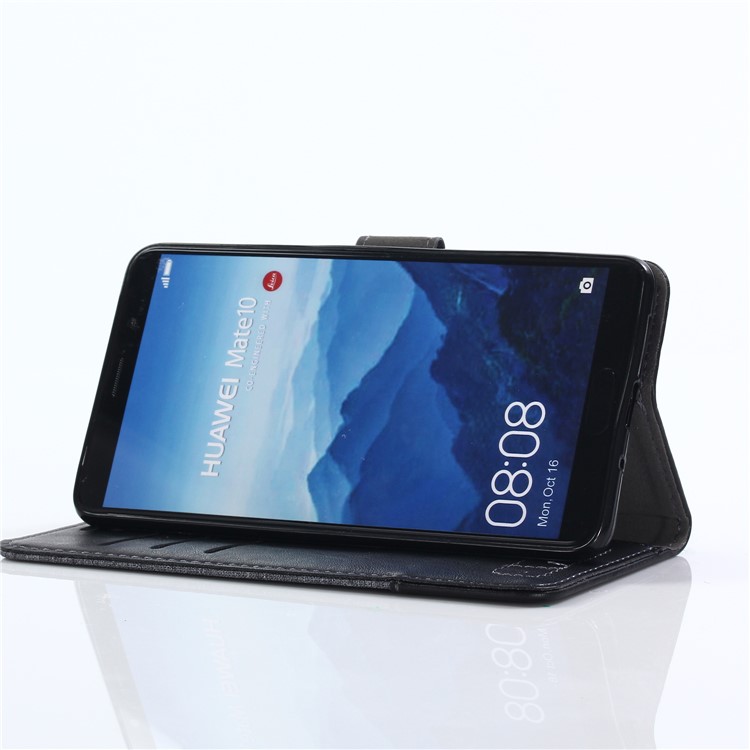 MUXMA Leather Canvas Splicing Stand Mobile Casing for Huawei Mate 10 - Black-13