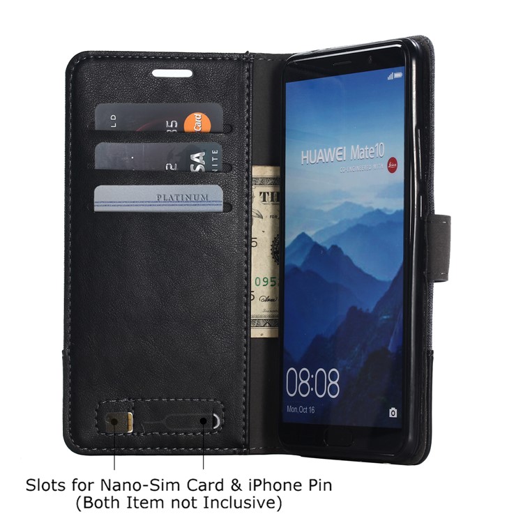 MUXMA Leather Canvas Splicing Stand Mobile Casing for Huawei Mate 10 - Black-7