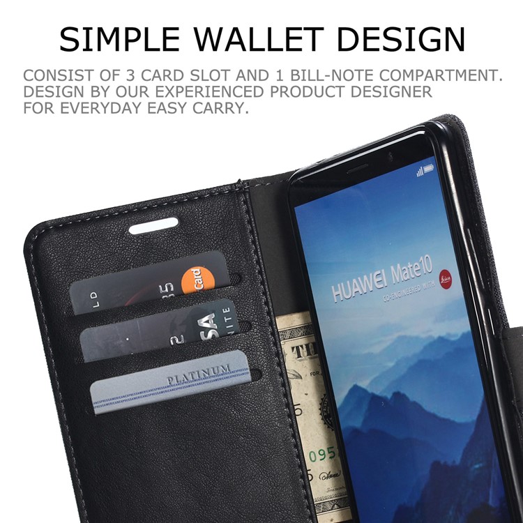 MUXMA Leather Canvas Splicing Stand Mobile Casing for Huawei Mate 10 - Black-8