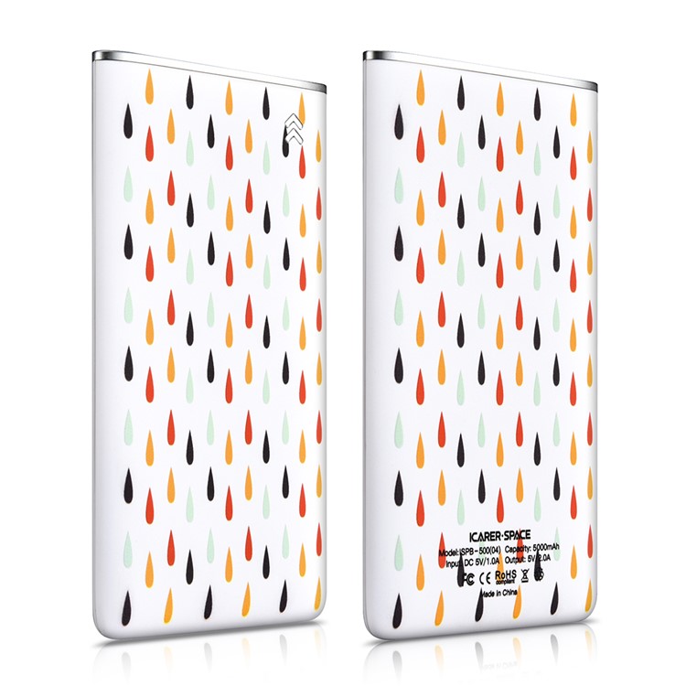 ICARER SPACE Patterned Ultra-thin 5000mAh Portable Battery for iPhone Samsung Huawei - Colorful Water Drops-1