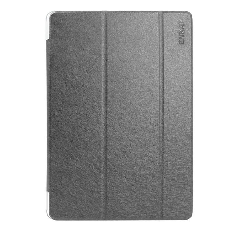 ENKAY Silk Texture Tri-fold Stand Smart Leather Tablet Cover for Huawei Honor Waterplay - Black-2
