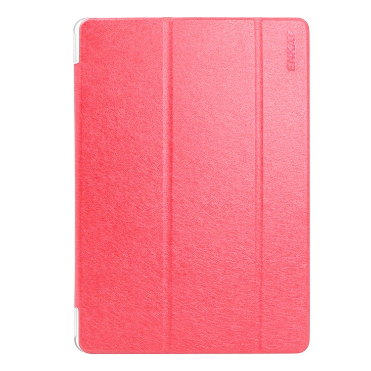 ENKAY Silk Texture Tri-fold Stand Smart Leather Tablet Case for Huawei Honor Waterplay - Red-2