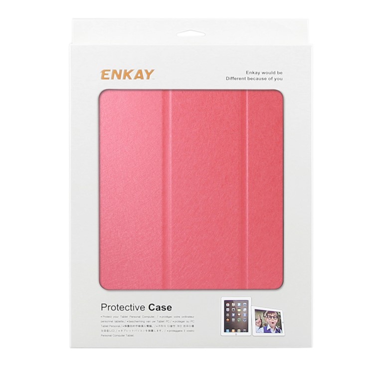 ENKAY Silk Texture Tri-fold Stand Smart Leather Tablet Case for Huawei Honor Waterplay - Red-6