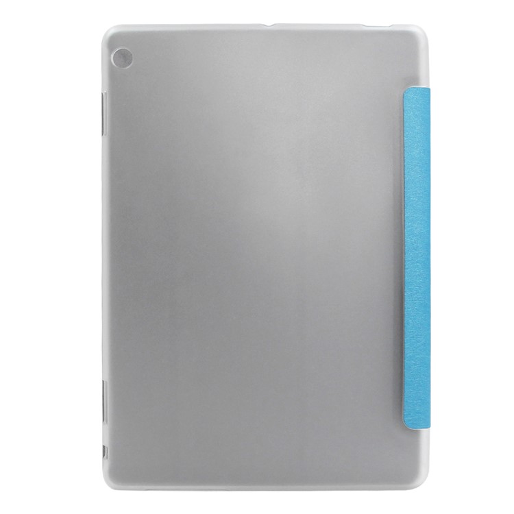 ENKAY Silk Texture Tri-fold Stand Smart Leather Tablet Accessory Case for Huawei Honor Waterplay - Blue-3