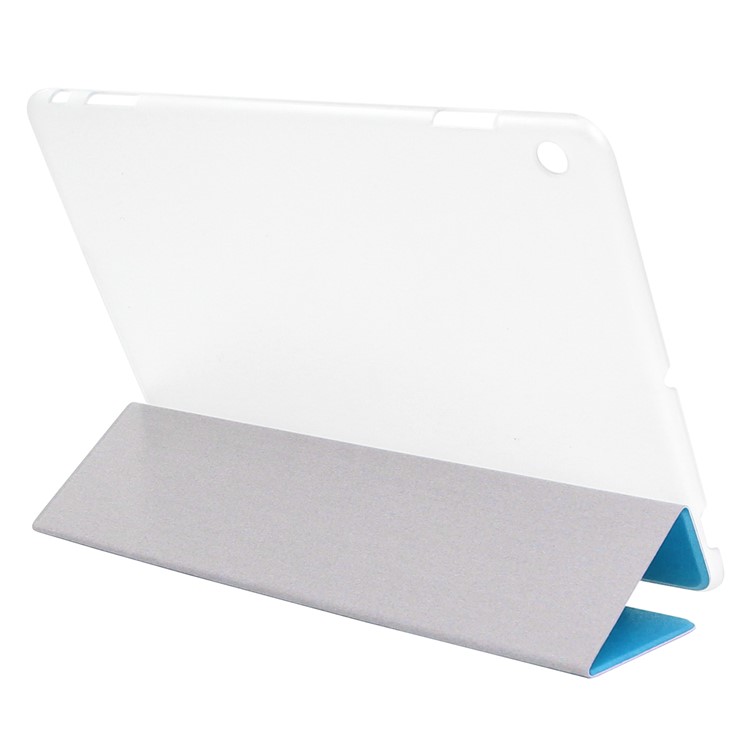 ENKAY Silk Texture Tri-fold Stand Smart Leather Tablet Accessory Case for Huawei Honor Waterplay - Blue-5