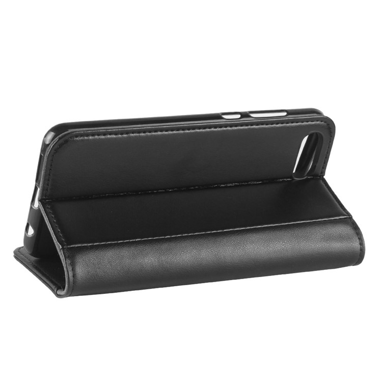 Genuine Split Leather Wallet Stand Case for Huawei nova 2s - Black-6