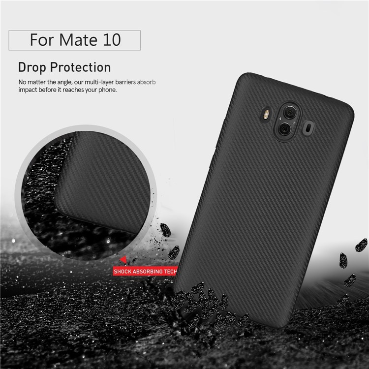 For Huawei Mate 10 Carbon Fiber Texture Soft TPU Protective Case Shell - Black-2
