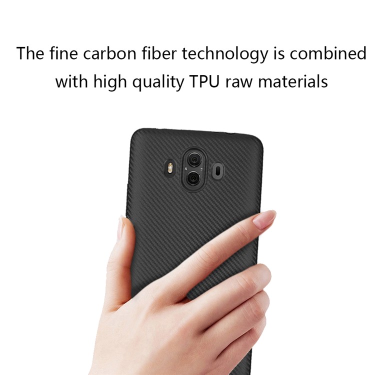 For Huawei Mate 10 Carbon Fiber Texture Soft TPU Protective Case Shell - Black-4