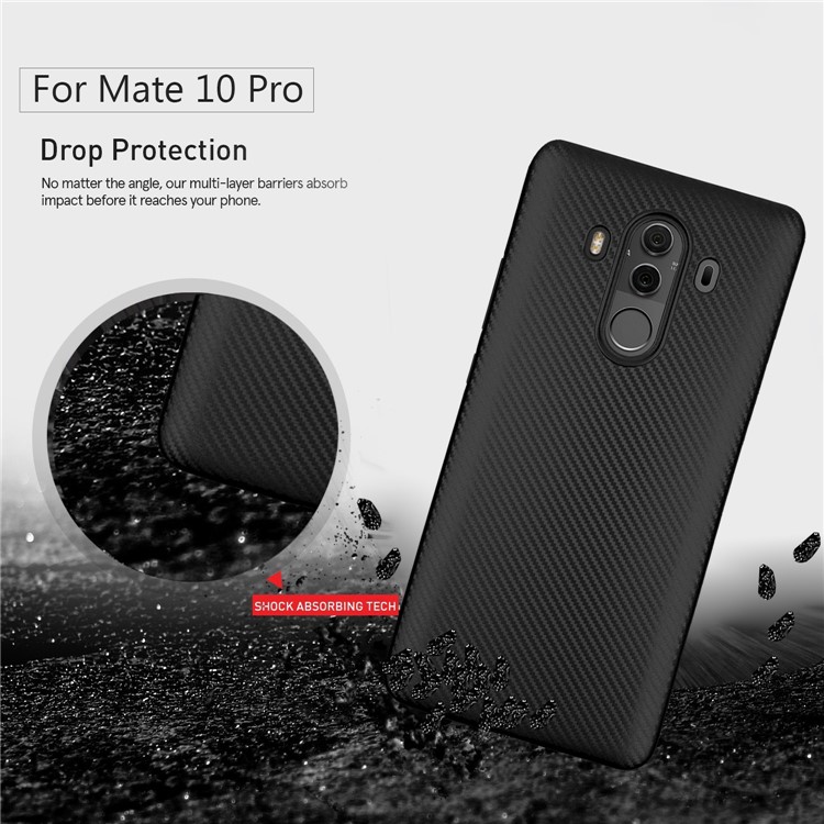For Huawei Mate 10 Pro Carbon Fiber Texture Soft TPU Protective Case Shell - Black-2