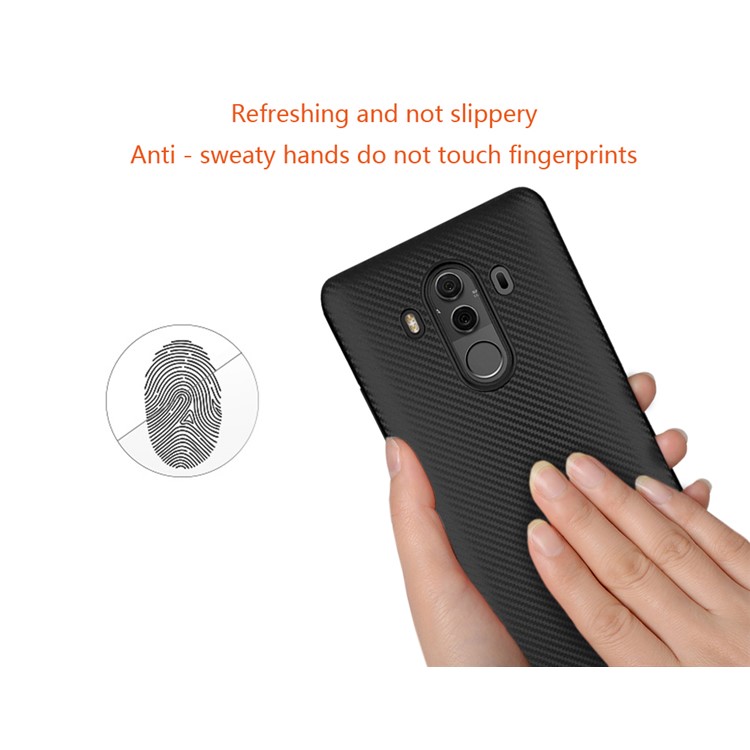 For Huawei Mate 10 Pro Carbon Fiber Texture Soft TPU Protective Case Shell - Black-4