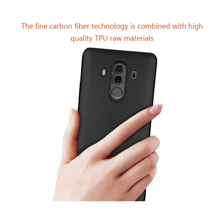 For Huawei Mate 10 Pro Carbon Fiber Texture Soft TPU Protective Case Shell - Black-5