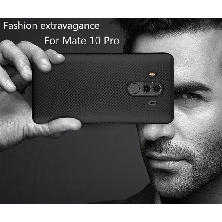 For Huawei Mate 10 Pro Carbon Fiber Texture Soft TPU Protective Case Shell - Black-9
