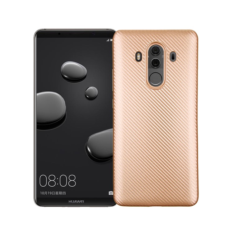For Huawei Mate 10 Pro Carbon Fiber Texture Soft TPU Protective Accessory Case - Gold-1