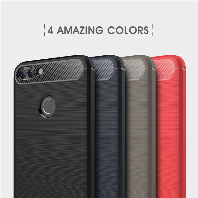Carbon Fiber Texture Brushed TPU Mobile Case for Huawei P Smart / Enjoy 7S - Black-11
