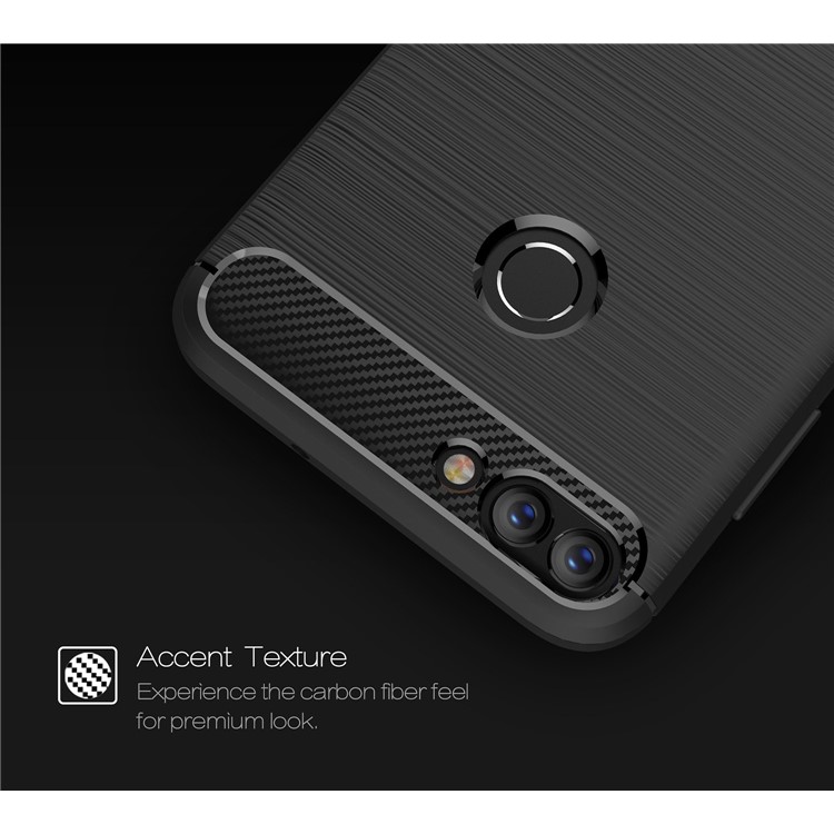 Carbon Fiber Texture Brushed TPU Mobile Case for Huawei P Smart / Enjoy 7S - Black-4
