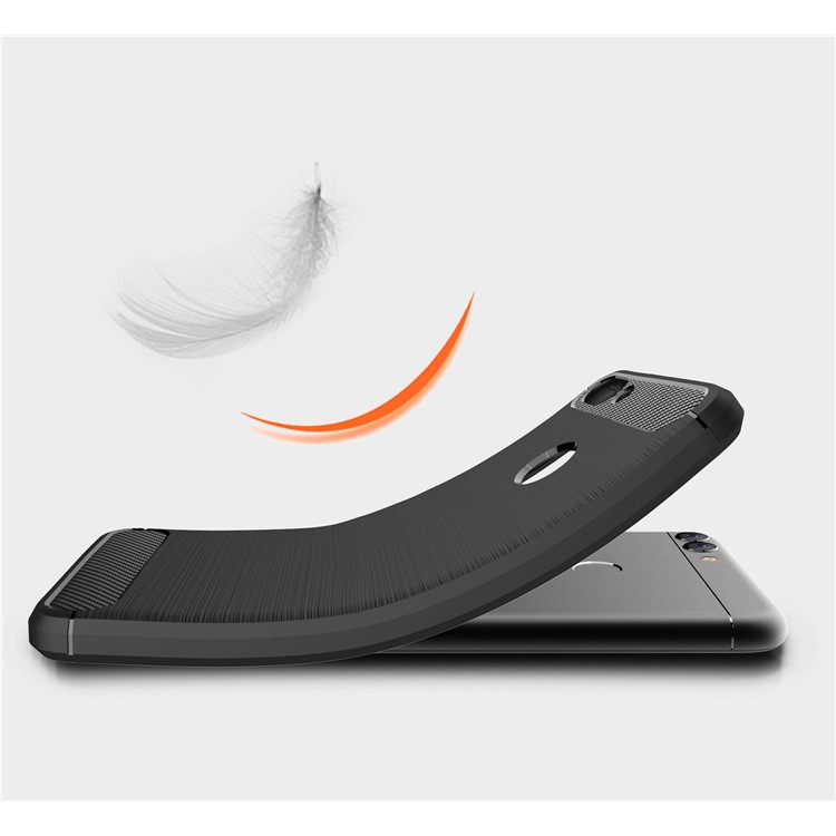 Carbon Fiber Texture Brushed TPU Mobile Case for Huawei P Smart / Enjoy 7S - Black-7