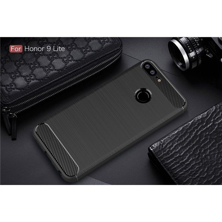 Carbon Fiber Texture Brushed TPU Mobile Phone Case for Huawei Honor 9 Lite / Honor 9 Youth Edition - Black-10