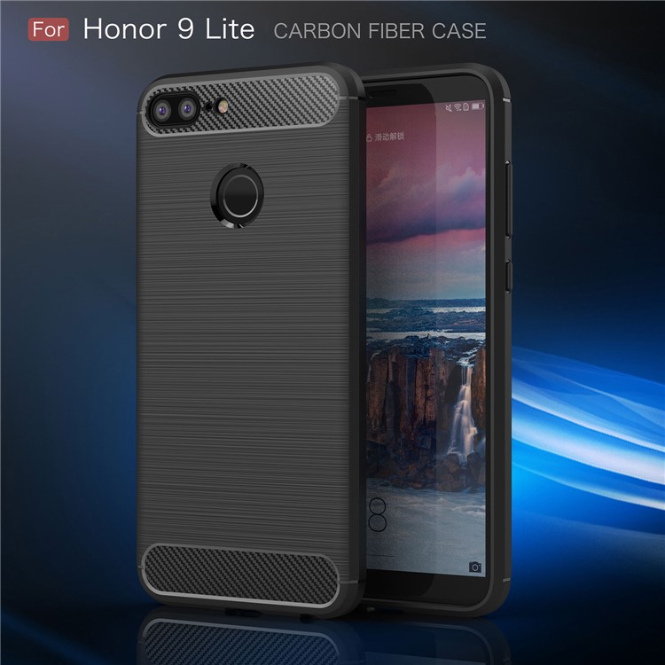 Carbon Fiber Texture Brushed TPU Mobile Phone Case for Huawei Honor 9 Lite / Honor 9 Youth Edition - Black-2