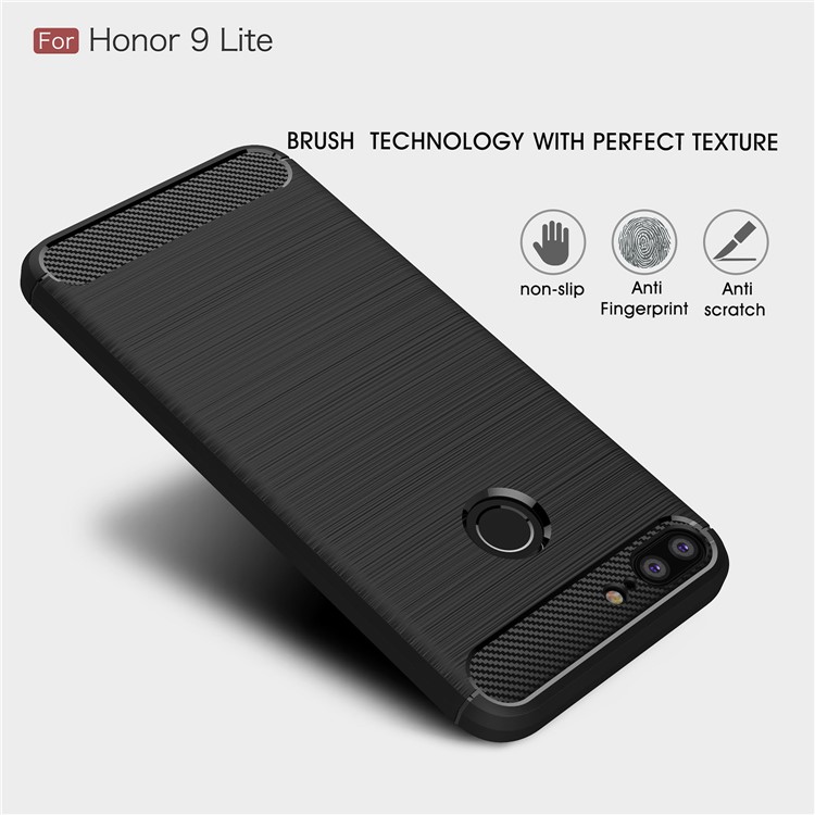 Carbon Fiber Texture Brushed TPU Mobile Phone Case for Huawei Honor 9 Lite / Honor 9 Youth Edition - Black-3
