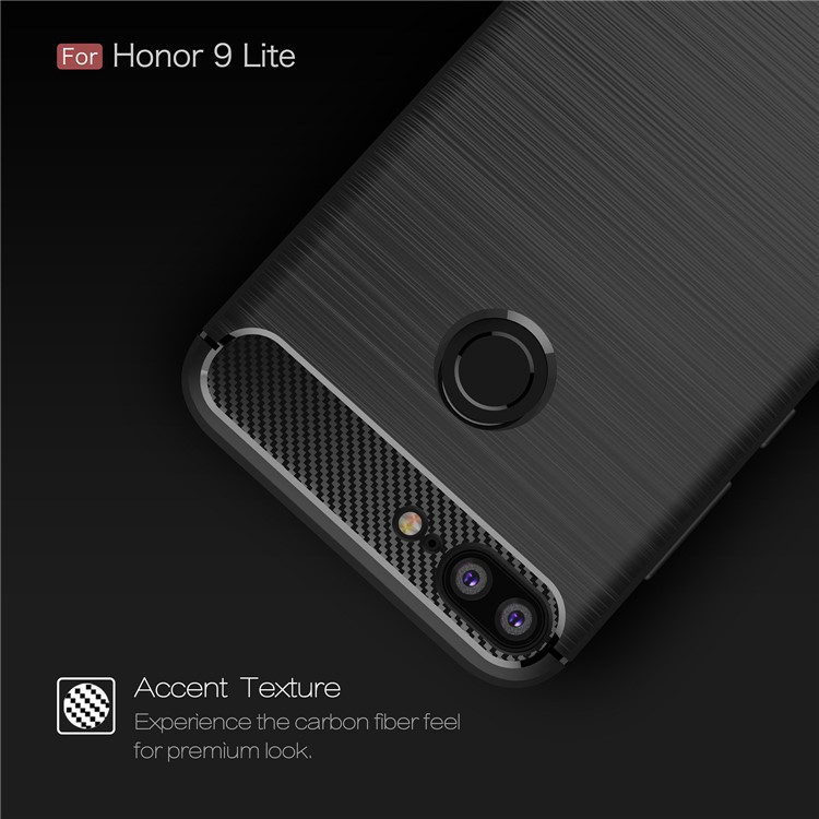 Carbon Fiber Texture Brushed TPU Mobile Phone Case for Huawei Honor 9 Lite / Honor 9 Youth Edition - Black-4