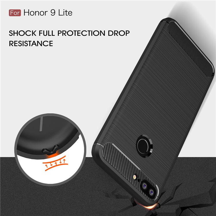 Carbon Fiber Texture Brushed TPU Mobile Phone Case for Huawei Honor 9 Lite / Honor 9 Youth Edition - Black-6