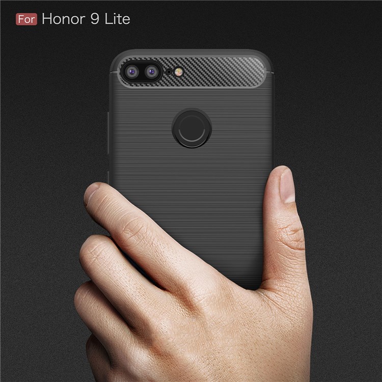Carbon Fiber Texture Brushed TPU Mobile Phone Case for Huawei Honor 9 Lite / Honor 9 Youth Edition - Black-8