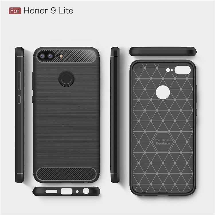 Carbon Fiber Texture Brushed TPU Mobile Phone Case for Huawei Honor 9 Lite / Honor 9 Youth Edition - Black-9