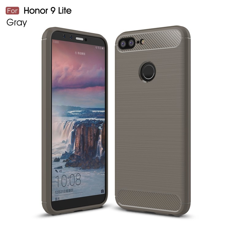 Carbon Fiber Texture Brushed TPU Mobile Phone Cover for Huawei Honor 9 Lite / Honor 9 Youth Edition - Grey-1