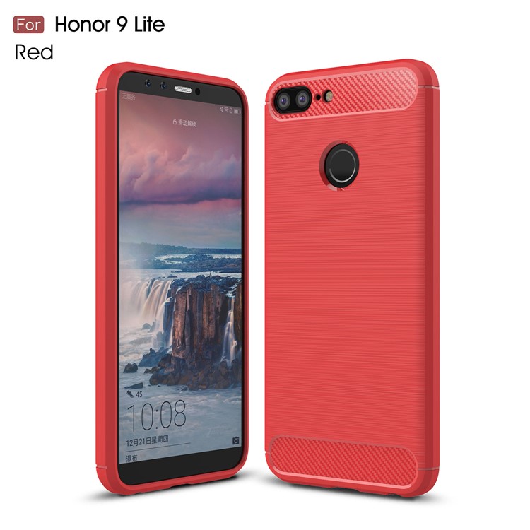 Carbon Fiber Texture Brushed TPU Mobile Phone Shell for Huawei Honor 9 Lite / Honor 9 Youth Edition - Red-1