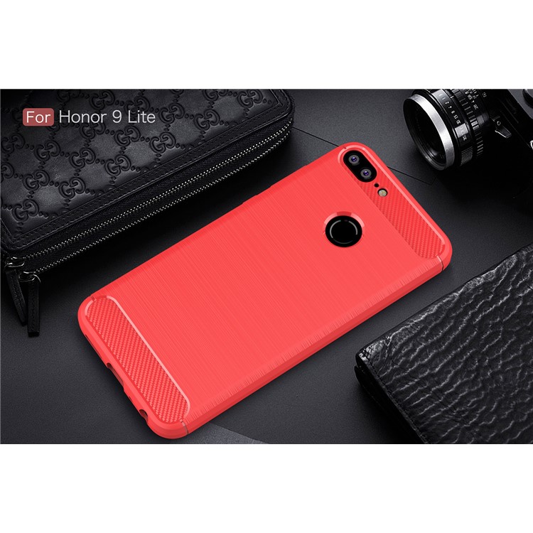 Carbon Fiber Texture Brushed TPU Mobile Phone Shell for Huawei Honor 9 Lite / Honor 9 Youth Edition - Red-2