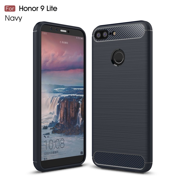Carbon Fiber Texture Brushed TPU Mobile Phone Casing for Huawei Honor 9 Lite / Honor 9 Youth Edition - Dark Blue-1