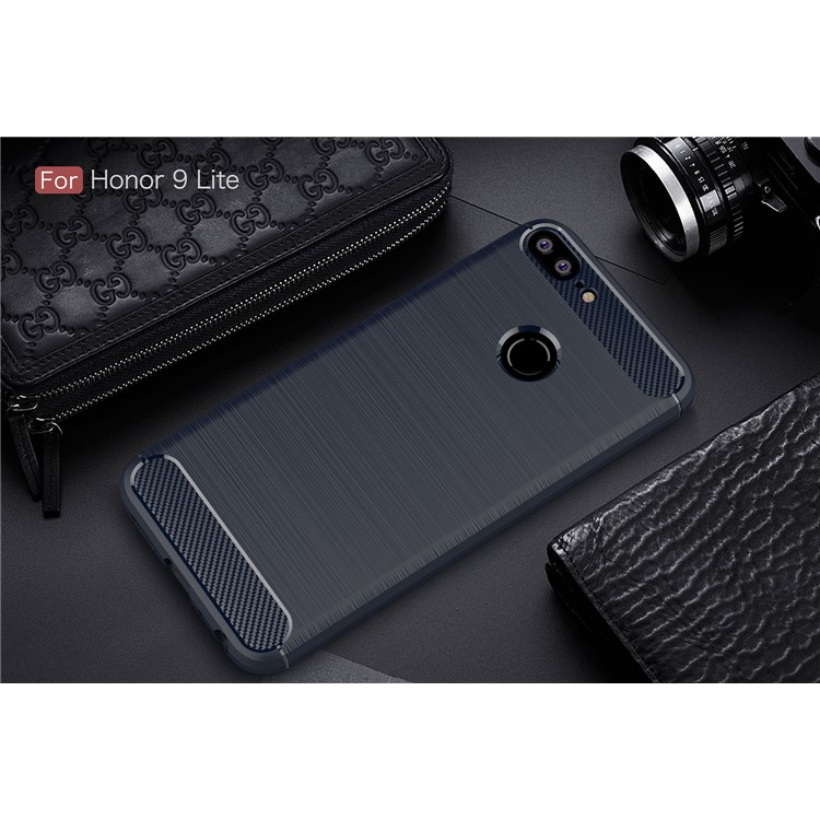 Carbon Fiber Texture Brushed TPU Mobile Phone Casing for Huawei Honor 9 Lite / Honor 9 Youth Edition - Dark Blue-2