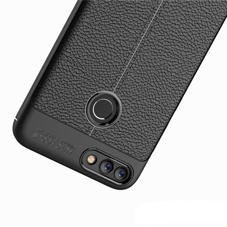 Caja Suave Del Teléfono De La Parte Posterior Del TPU De La Textura Del Lichi Para H Pua Inteligente / Disfruta 7S - Negro-11